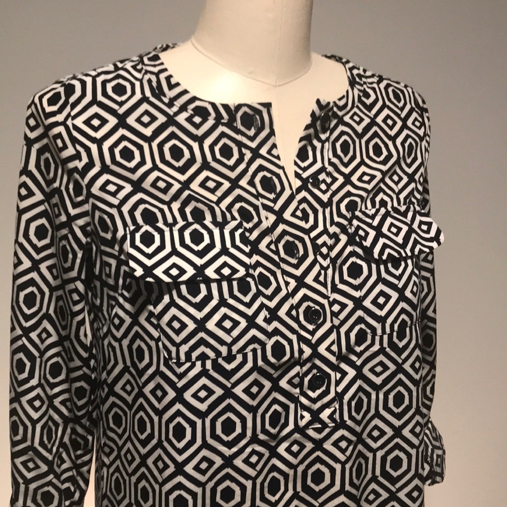GAP navy/white geometric long sleeve dress ▪️sz XS - Picture 2 of 8